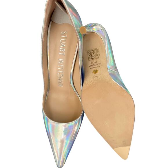 Stuart Weitzman Stuart Scallop Pump SZ 5.5 B Leather Stiletto Heels MSRP $495 - Picture 3 of 8
